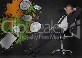 Portrait of smiling businessman relaxing on chair