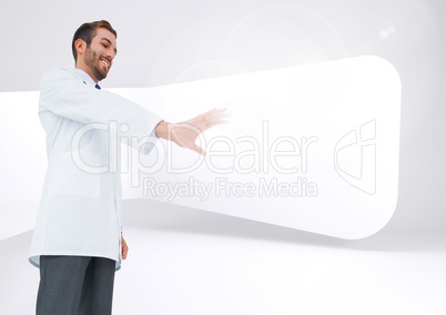 Doctor pretending to touch an invisible screen