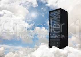 Data tower against sky in background