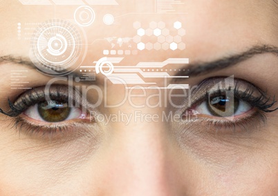 Woman eyes with interface screen
