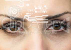 Woman eyes with interface screen