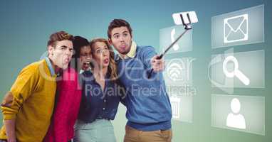 Business executives taking selfie on mobile phone