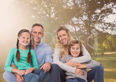 Portrait of a happy family in park