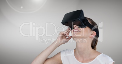 Woman using virtual reality headset