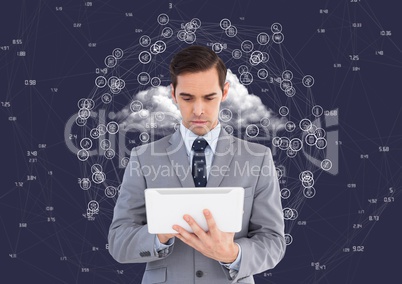 Connecting Icons Clouds Tablet