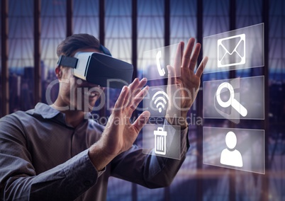 Man using virtual reality headset