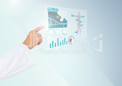 Doctors hand touching interface screen