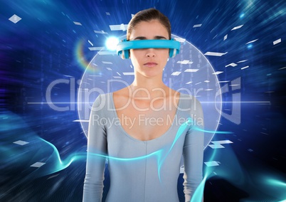 Woman using virtual reality headset