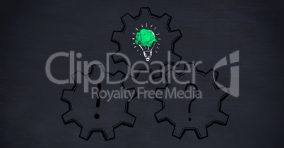 Conceptual image of bulb with crumpled paper and gear icon