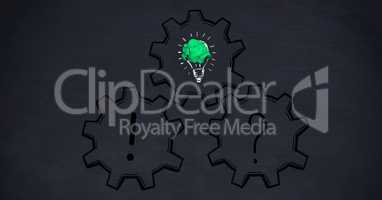 Conceptual image of bulb with crumpled paper and gear icon