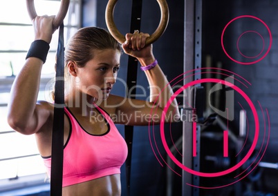 Determined woman practicing gymnastic exercise