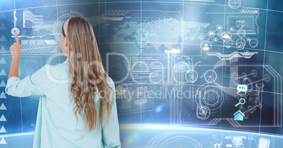 Woman using digital interface screen