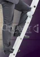 Low section of businessman on ladder
