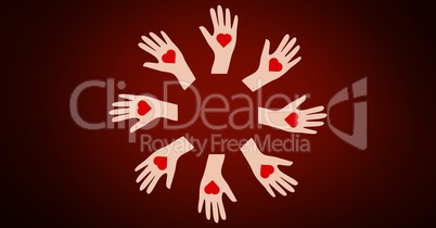 Conceptual image of charity against red background