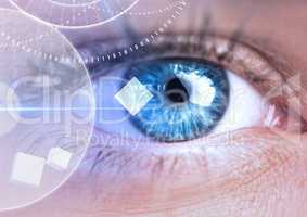 Woman blue eyes with interface screen