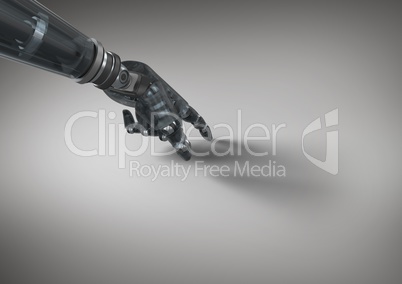Close-up of robot hand touching grey background