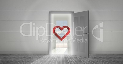 Red heart shape on the door