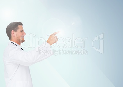 Doctor pretending to touch an invisible screen