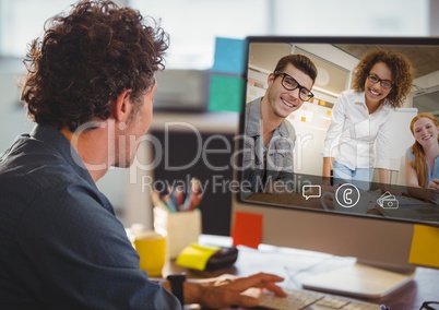 Man having video call with colleagues on computer