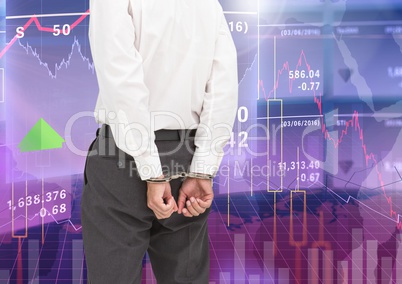 Digital composite image of businessman with hands bonded by hand cuffs