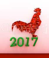 Happy Chinese new year 2017 with red glass rooster.