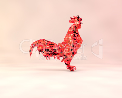 Red rooster. 3 D rendering