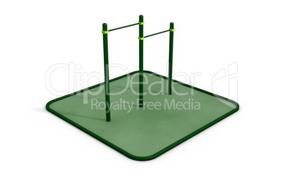 Parallel bars at sports ground for workout. 3D rendering.