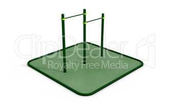 Parallel bars at sports ground for workout. 3D rendering.