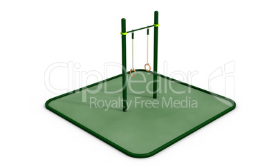Parallel bars with rings on the ropes. 3D rendering.