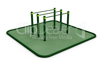 Parallel bars at sports ground for workout. 3D rendering.