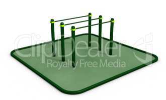 Parallel bars at sports ground for workout. 3D rendering.