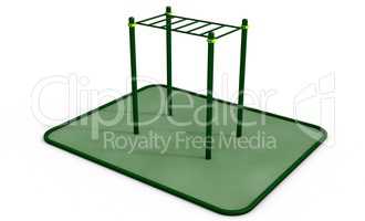 Parallel horizontal bars at sports ground for workout. 3D rendering.