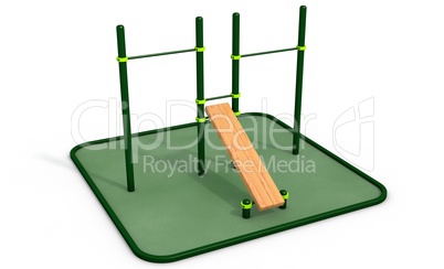 Parallel bars at sports ground for workout. 3D rendering.