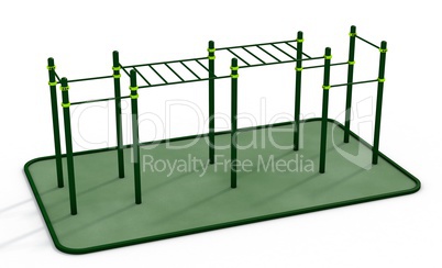 Parallel bars at sports ground for workout. 3D rendering.