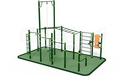 Parallel bars at sports ground for workout. 3D rendering.