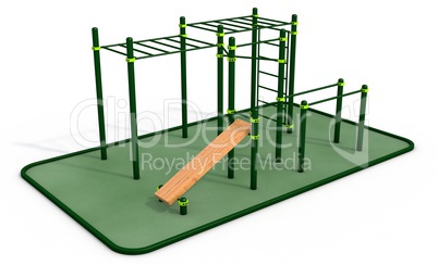 Parallel bars at sports ground for workout. 3D rendering.