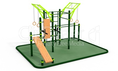 Parallel bars at sports ground for workout. 3D rendering.