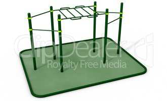 Parallel bars at sports ground for workout. 3D rendering.