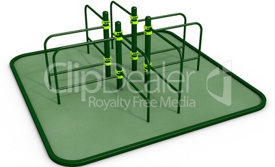 Parallel bars at sports ground for workout. 3D rendering.