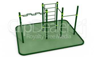 Outdoor fitness equipment for workout in public park. 3D rendering