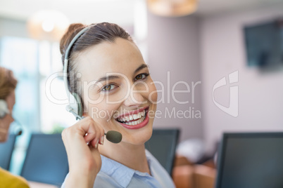 Customer service executive working in call center