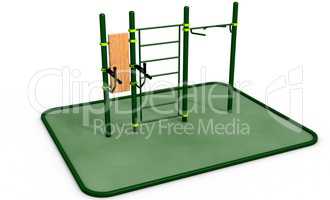 Parallel bars at sports ground for workout. 3D rendering.