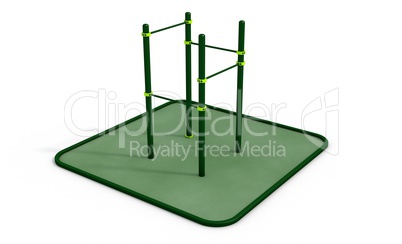 Parallel bars at sports ground for workout. 3D rendering.