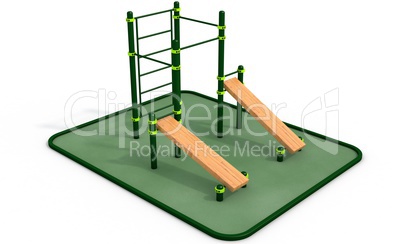 Parallel bars at sports ground for workout. 3D rendering.