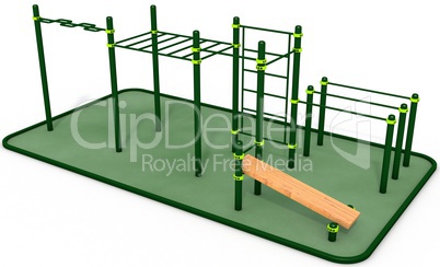 Parallel bars at sports ground for workout. 3D rendering.