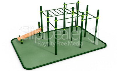 Parallel bars at sports ground for workout. 3D rendering.