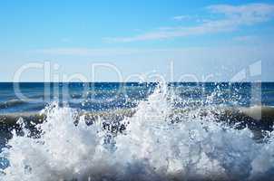 Powerful waves of the sea foam
