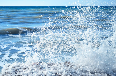 Powerful waves of the sea foam