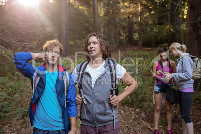 Group of friends hiking together