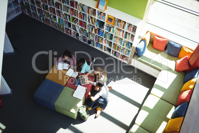 Attentive students studying in library